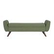 Benjara Rae Storage Bench Ottoman with Arms- Olive Green Woven Fabric- 60 Inch