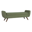Benjara Rae Storage Bench Ottoman with Arms- Olive Green Woven Fabric- 60 Inch