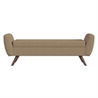 Benjara Rae Storage Bench Ottoman with Arms- Light Brown Boucle- 60 Inch