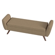 Benjara Rae Storage Bench Ottoman with Arms- Light Brown Boucle- 60 Inch