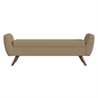 Benjara Rae Storage Bench Ottoman with Arms- Light Brown Boucle- 60 Inch