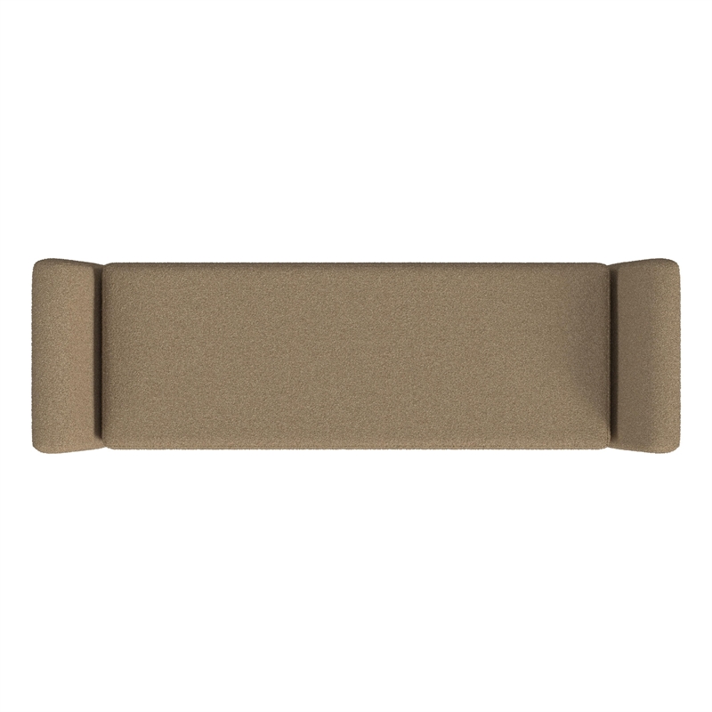 Benjara Rae Storage Bench Ottoman with Arms- Light Brown Boucle- 60 Inch