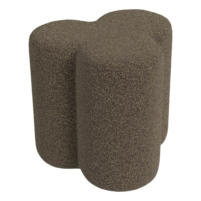 Benjara Ace Accent Ottoman with Clover Shape in Dark Brown Boucle- 18 Inch