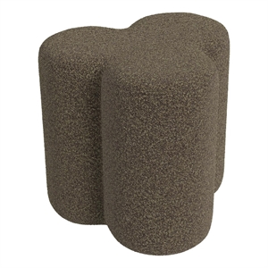 Benjara Ace Accent Ottoman with Clover Shape in Dark Brown Boucle- 18 Inch