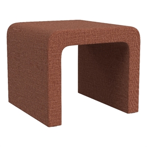 Benjara Ari Ottoman Footstool- Arc Shape with Rust Orange Chenille- 22 Inch