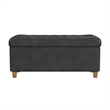 Benjara Bea Storage Ottoman Bench with Tufted Black Faux Leather- 40 Inch