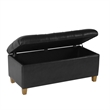 Benjara Bea Storage Ottoman Bench with Tufted Black Faux Leather- 40 Inch