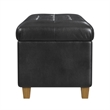 Benjara Bea Storage Ottoman Bench with Tufted Black Faux Leather- 40 Inch