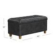 Benjara Bea Storage Ottoman Bench with Tufted Black Faux Leather- 40 Inch