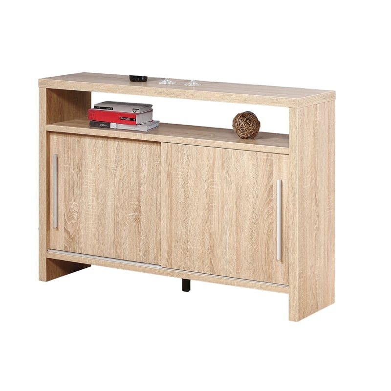 Benjara Vivu Sideboard Console Cabinet- 4 Shelves- 47 Inch- Weathered White