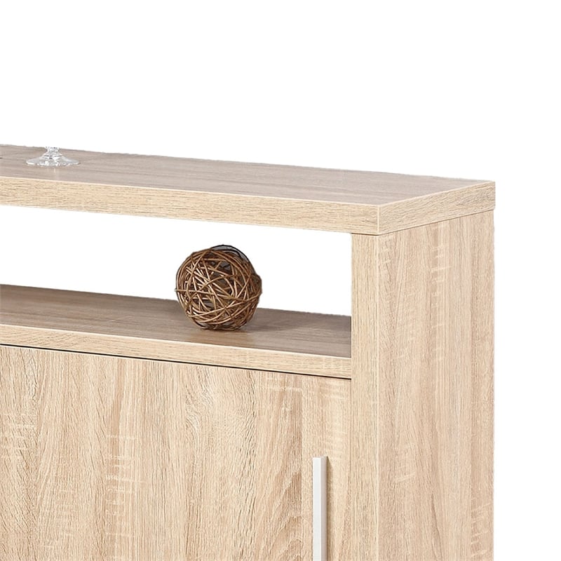 Benjara Vivu Sideboard Console Cabinet- 4 Shelves- 47 Inch- Weathered White