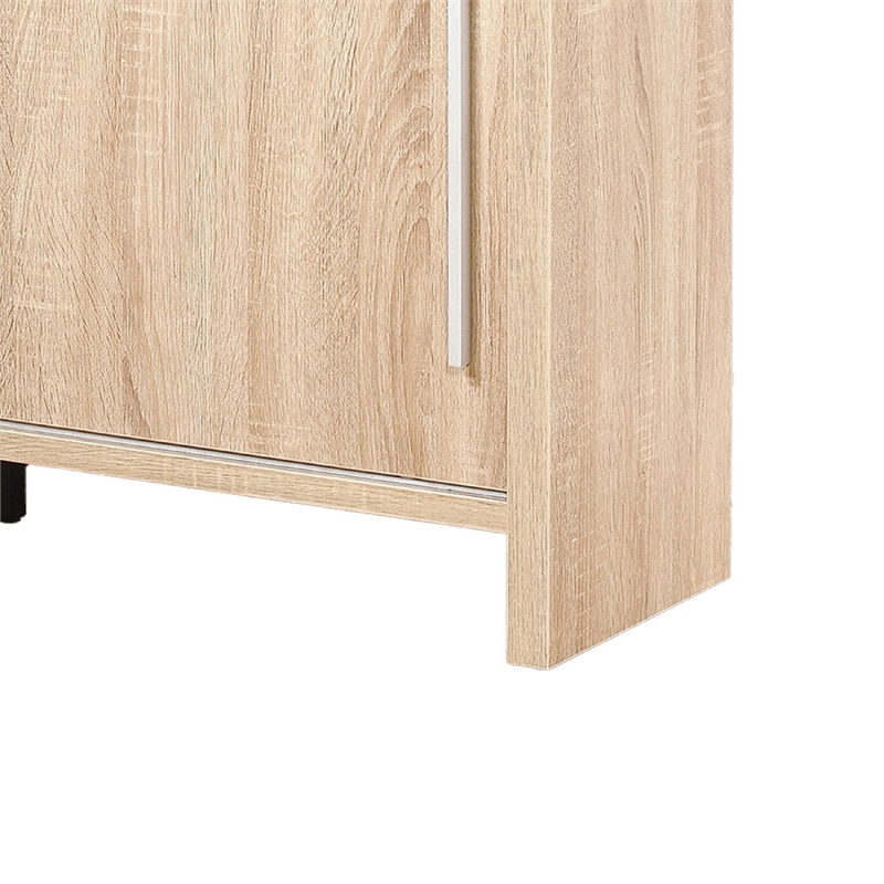 Benjara Vivu Sideboard Console Cabinet- 4 Shelves- 47 Inch- Weathered White