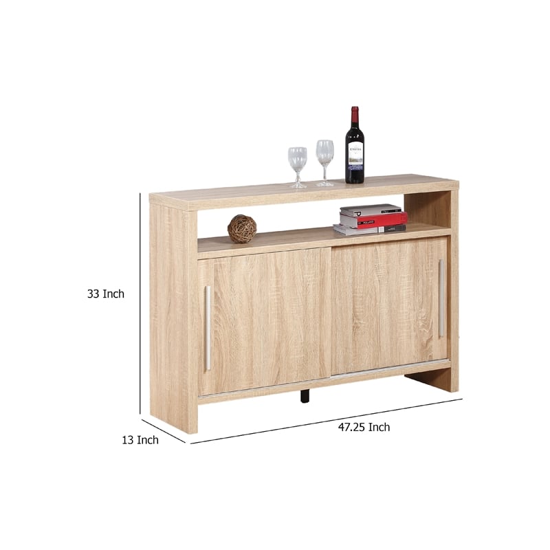 Benjara Vivu Sideboard Console Cabinet- 4 Shelves- 47 Inch- Weathered White