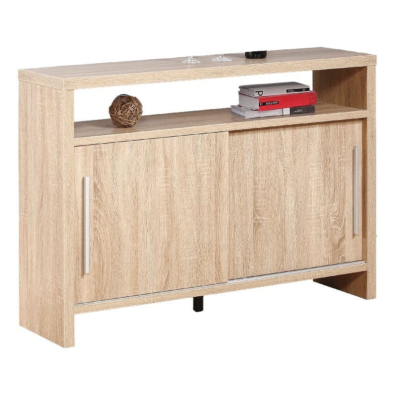 Benjara Vivu Sideboard Console Cabinet- 4 Shelves- 47 Inch- Weathered White