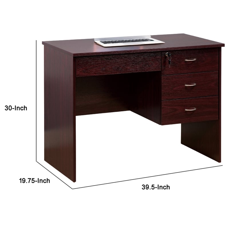 Benjara Sial Laptop Desk- 4 Drawers- 40 Inch- Mahogany Brown Composite Board