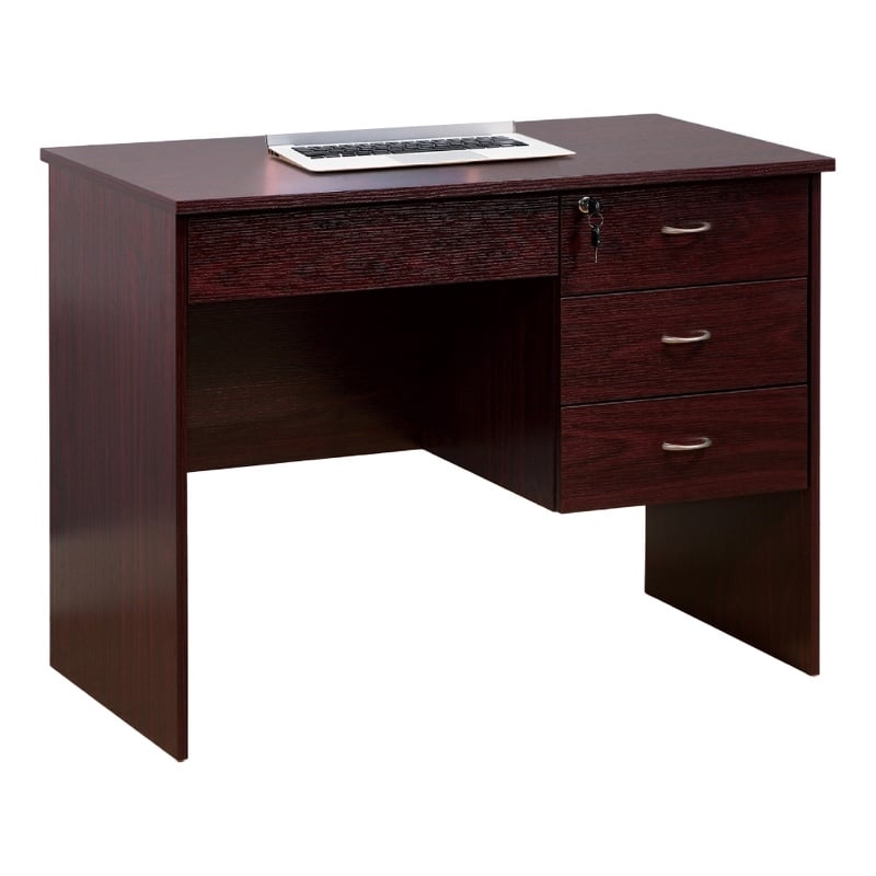Benjara Sial Laptop Desk- 4 Drawers- 40 Inch- Mahogany Brown Composite Board