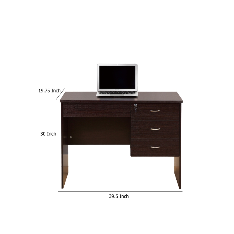 Benjara Sial Laptop Desk- 4 Drawers- 40 Inch- Red Cocoa Brown Composite Board