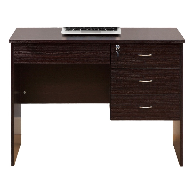 Benjara Sial Laptop Desk- 4 Drawers- 40 Inch- Red Cocoa Brown Composite Board