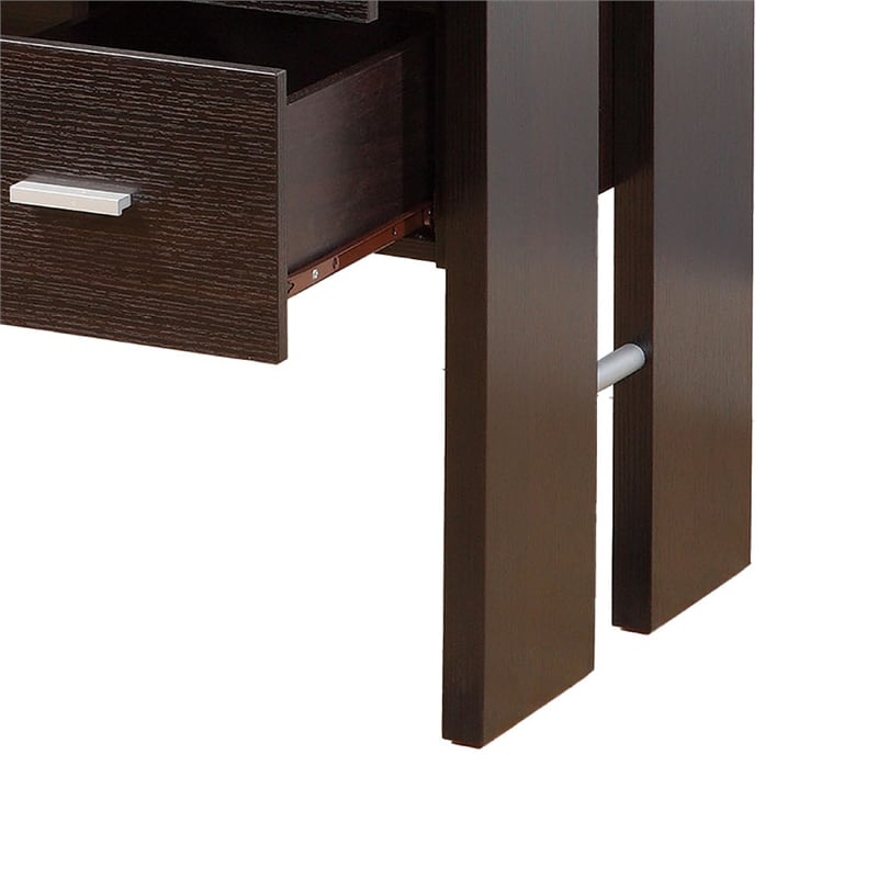 Benjara Laptop Desk- 3 Storage Drawers- 39 Inch- Red Cocoa Brown Wood