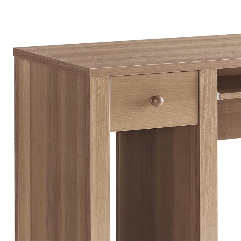 Benjara Akol Computer Desk- Keyboard Drawer and Storage- 39 Inch- Dark Taupe