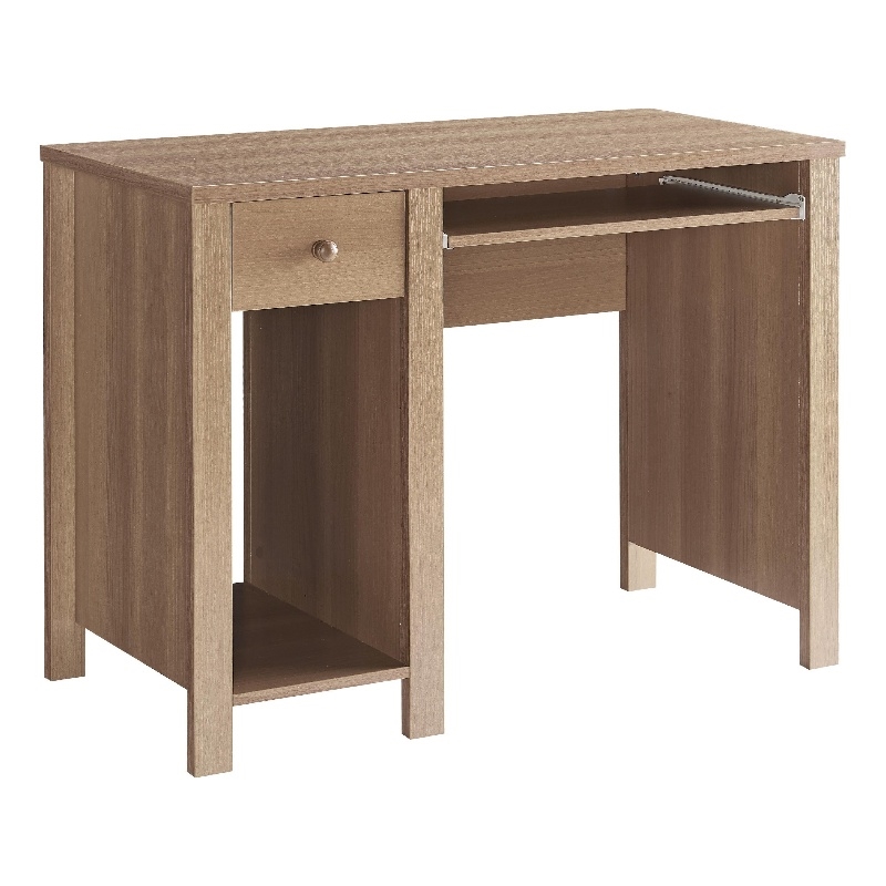 Benjara Akol Computer Desk- Keyboard Drawer and Storage- 39 Inch- Dark Taupe