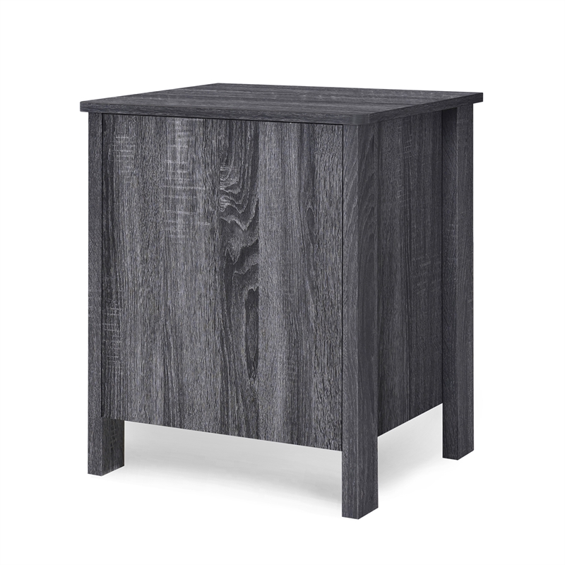 Benjara Nightstand Dresser- 2 Storage Drawers- 23 Inch- Modern Dark Gray