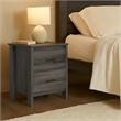 Benjara Nightstand Dresser- 2 Storage Drawers- 23 Inch- Modern Dark Gray