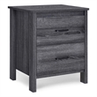 Benjara Nightstand Dresser- 2 Storage Drawers- 23 Inch- Modern Dark Gray