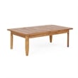 Benjara Gail Outdoor Ottoman and Coffee Table Set- Brown Acacia Wood- Gray