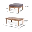 Benjara Gail Outdoor Ottoman and Coffee Table Set- Brown Acacia Wood- Gray