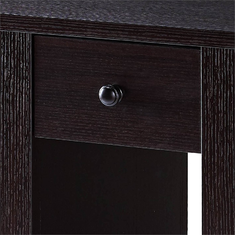 Benjara Akol Computer Desk- Keyboard Drawer and Storage- 39 Inch- Black