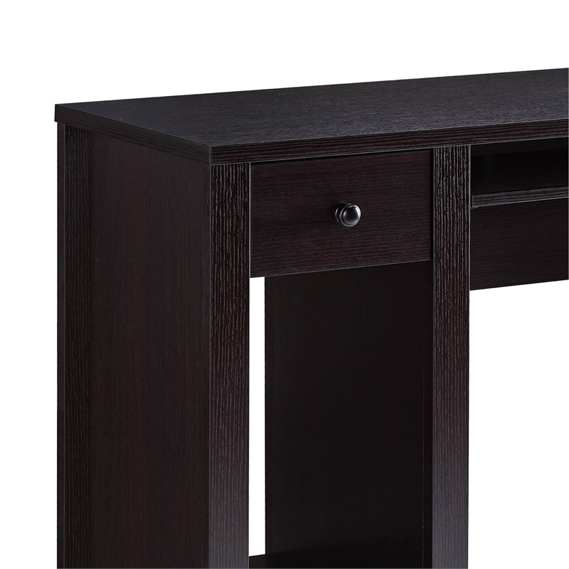 Benjara Akol Computer Desk- Keyboard Drawer and Storage- 39 Inch- Black