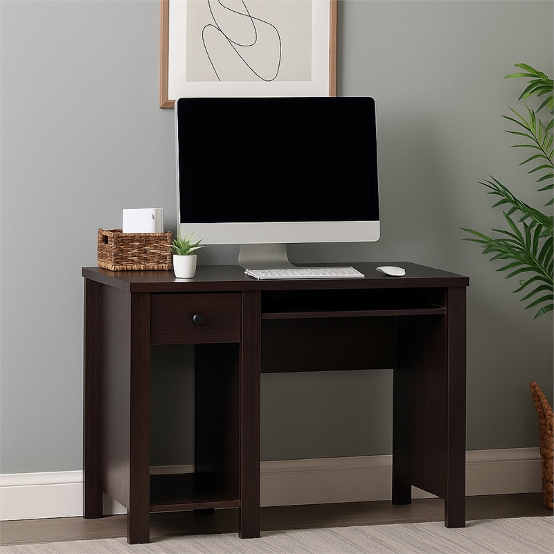 Benjara Akol Computer Desk- Keyboard Drawer and Storage- 39 Inch- Black