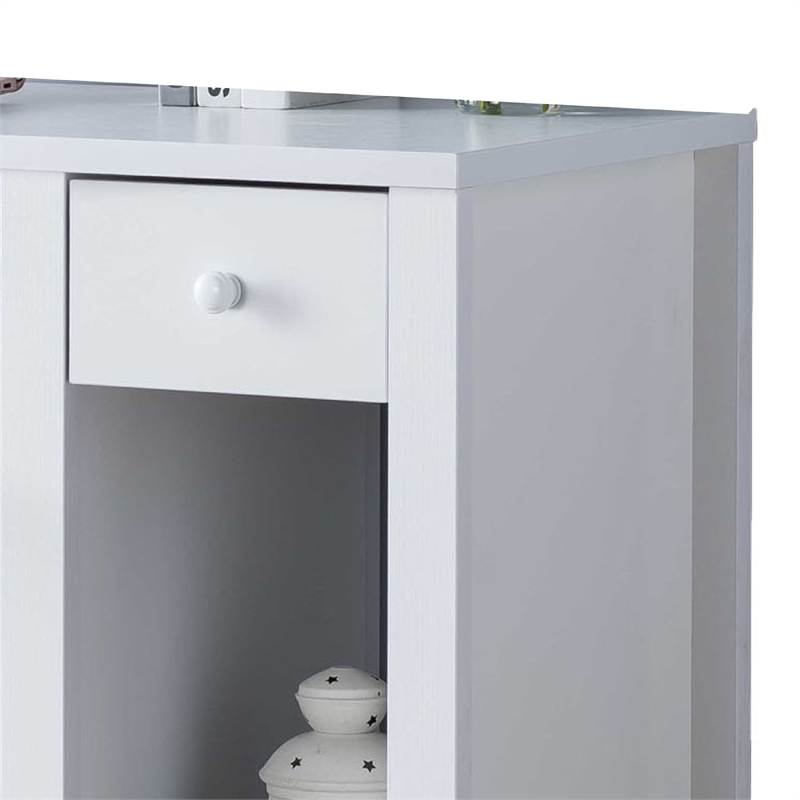 Benjara Akol Computer Desk- Keyboard Drawer and Storage- 39 Inch- Modern White