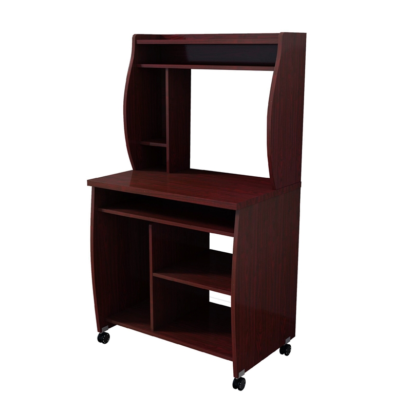 Benjara Niro Utility Desk Cart with Hutch- 7 Shelves- 53