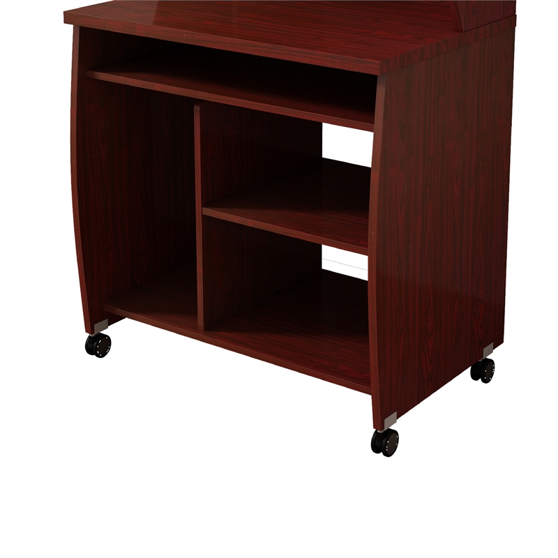 Benjara Niro Utility Desk Cart with Hutch- 7 Shelves- 53