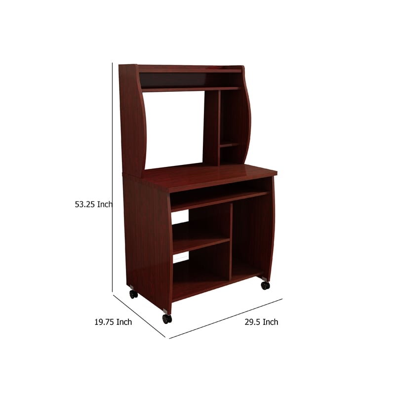 Benjara Niro Utility Desk Cart with Hutch- 7 Shelves- 53