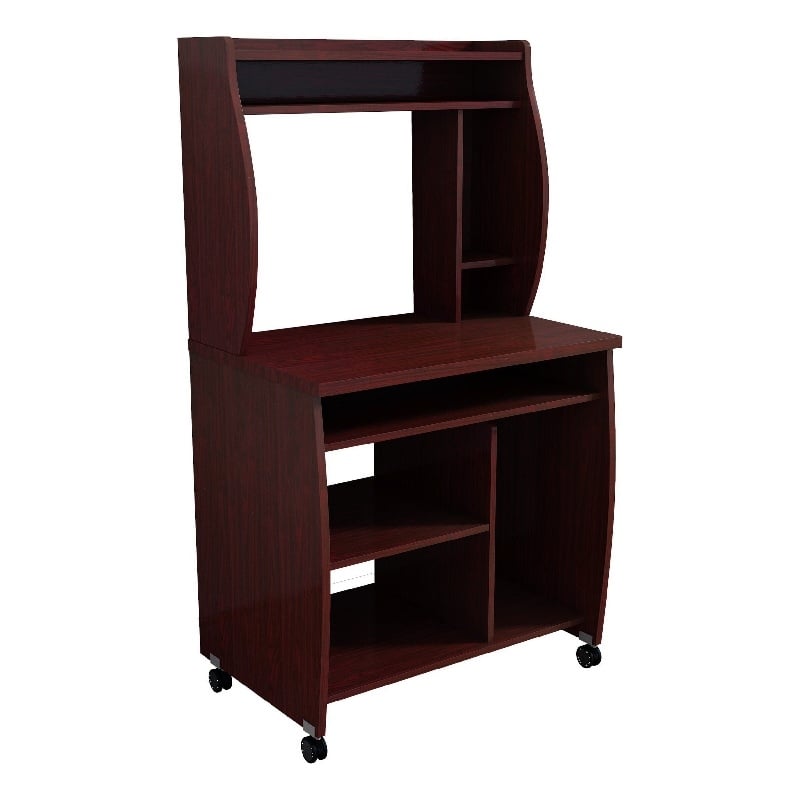 Benjara Niro Utility Desk Cart with Hutch- 7 Shelves- 53