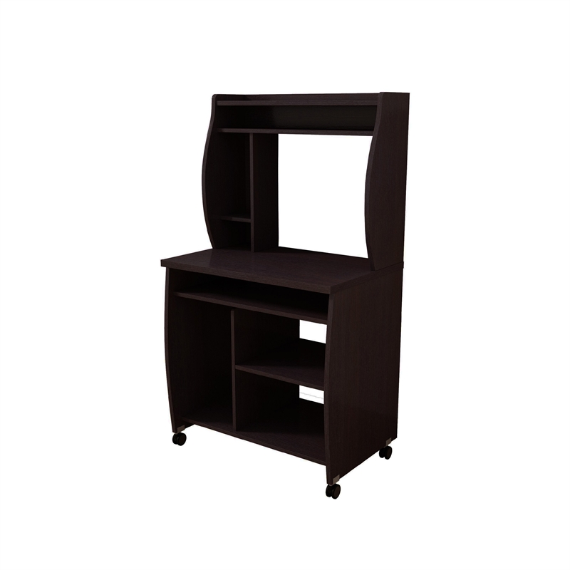 Benjara Niro Utility Desk Cart with Hutch- 7 Shelves- 53