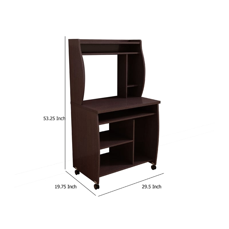 Benjara Niro Utility Desk Cart with Hutch- 7 Shelves- 53