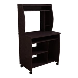 Benjara Niro Utility Desk Cart with Hutch- 7 Shelves- 53&quot Red Cocoa Brown
