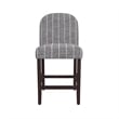 Benjara Aleo Counter Stool Chair- Woven Fabric Gray and White Tweed Stripes