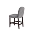 Benjara Aleo Counter Stool Chair- Woven Fabric Gray and White Tweed Stripes