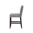 Benjara Aleo Counter Stool Chair- Woven Fabric Gray and White Tweed Stripes