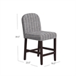 Benjara Aleo Counter Stool Chair- Woven Fabric Gray and White Tweed Stripes