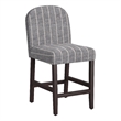 Benjara Aleo Counter Stool Chair- Woven Fabric Gray and White Tweed Stripes
