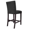 Benjara Popa Counter Stool Chair Set of 2- Black Faux Leather- Tufted Back