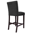 Benjara Popa Counter Stool Chair Set of 2- Black Faux Leather- Tufted Back