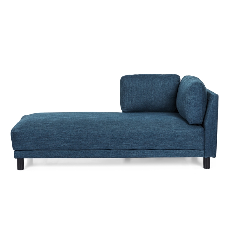 Benjara Selly Chaise Lounger with Soft Shape- Modern Navy Blue Fabric