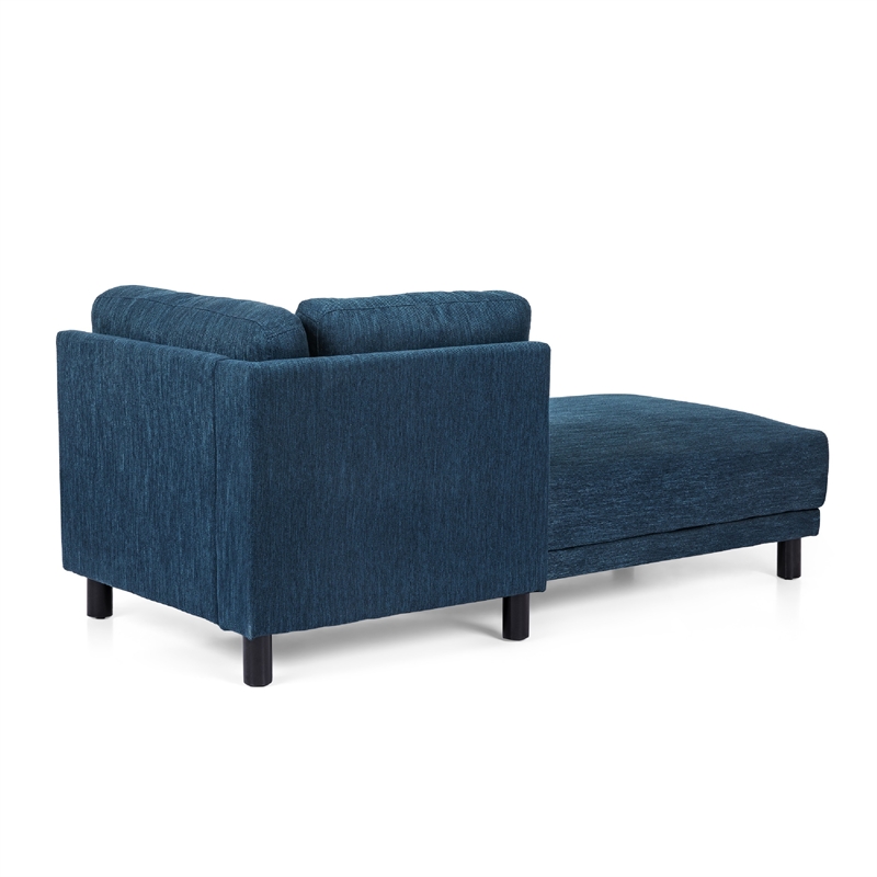 Benjara Selly Chaise Lounger with Soft Shape- Modern Navy Blue Fabric